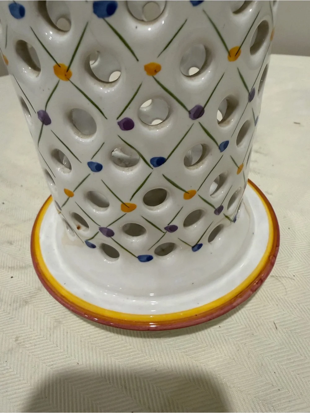 Vintage R.C. & Cal da Juncal hand-painted candle holder from Portugal.